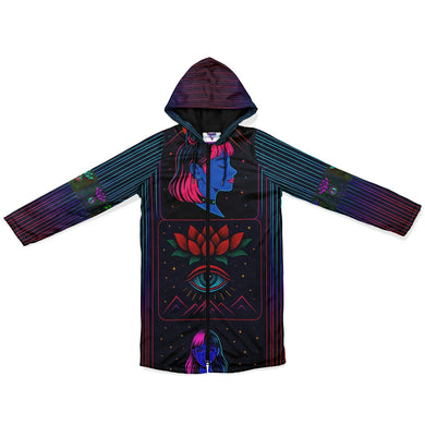 Neon Ethereal Girl Zipper Cloak - DopeDesignClothing
