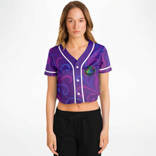 Load image into Gallery viewer, Psychedelic Lady Guadalupe Ladies Cropped Rave Jersey - DopeDesignClothing