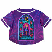 Load image into Gallery viewer, Psychedelic Lady Guadalupe Ladies Cropped Rave Jersey - DopeDesignClothing