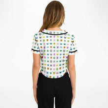 Load image into Gallery viewer, Pills of Ibiza white Cropped Baseball Jersey - DopeDesignClothing