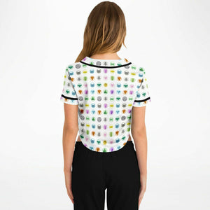 Pills of Ibiza white Cropped Baseball Jersey - DopeDesignClothing