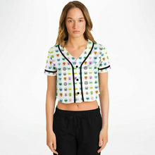 Load image into Gallery viewer, Pills of Ibiza white Cropped Baseball Jersey - DopeDesignClothing