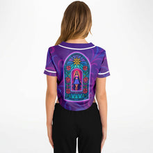Load image into Gallery viewer, Psychedelic Lady Guadalupe Ladies Cropped Rave Jersey - DopeDesignClothing