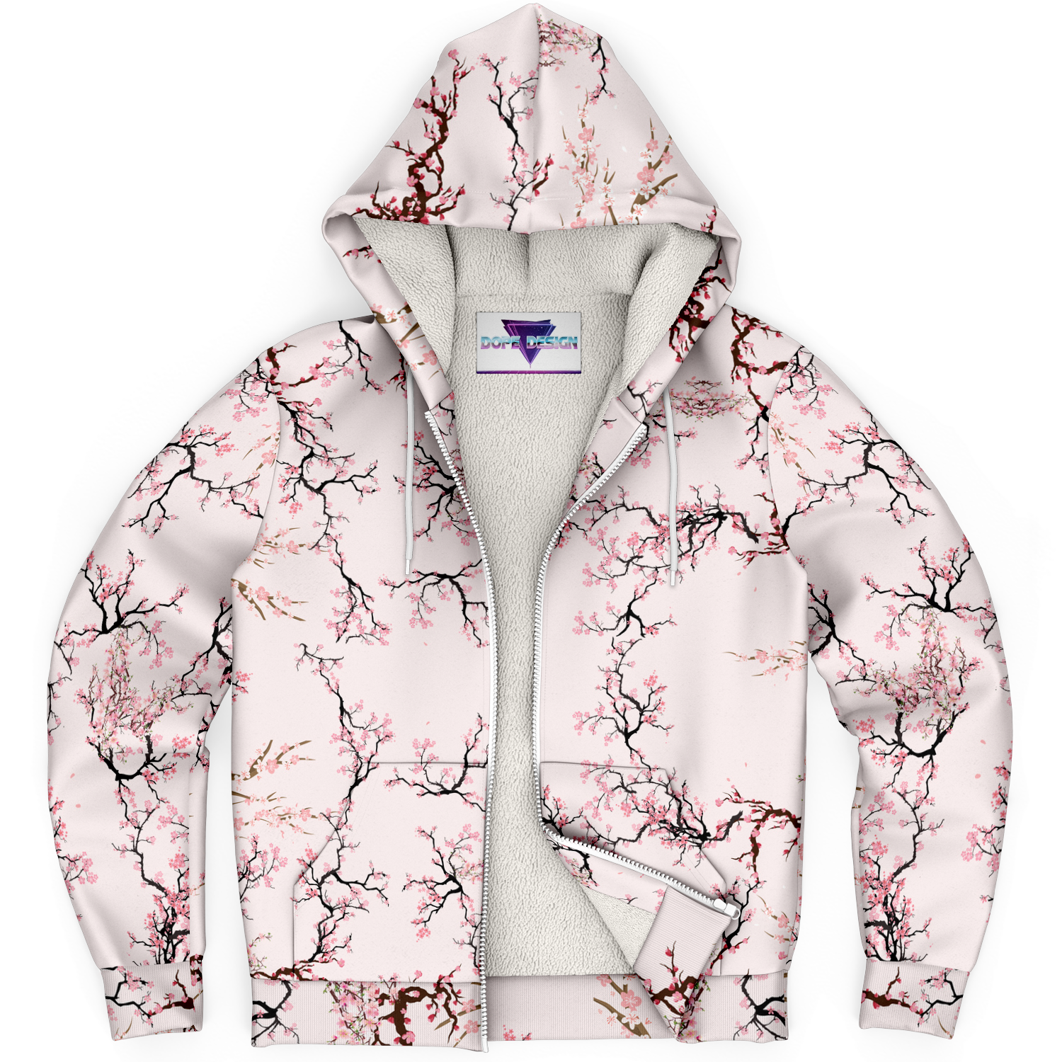 Sakura Cherry Blossom Microfleece Jacket- Dope Design Clothing