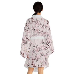 Sakura Cherry Blossom Long Sleeve Kimono Robe - DopeDesignClothing