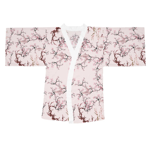 Sakura Cherry Blossom Long Sleeve Kimono Robe - DopeDesignClothing