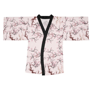 Sakura Cherry Blossom Long Sleeve Kimono Robe - DopeDesignClothing