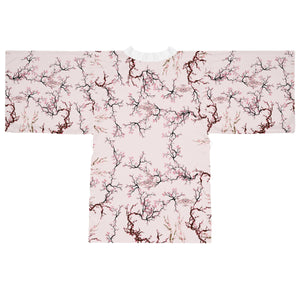 Sakura Cherry Blossom Long Sleeve Kimono Robe - DopeDesignClothing