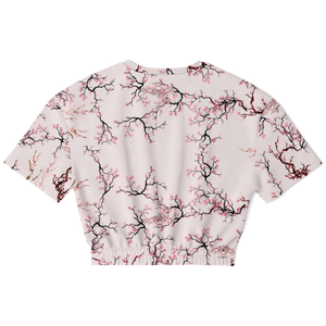 Sakura Cherry Blossom Cropped Top Short Sleeve - DopeDesignClothing