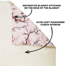Load image into Gallery viewer, Sakura Cherry Blossom Microfleece Throw Blanket - DopeDesignClothing