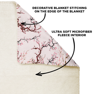 Sakura Cherry Blossom Microfleece Throw Blanket - DopeDesignClothing